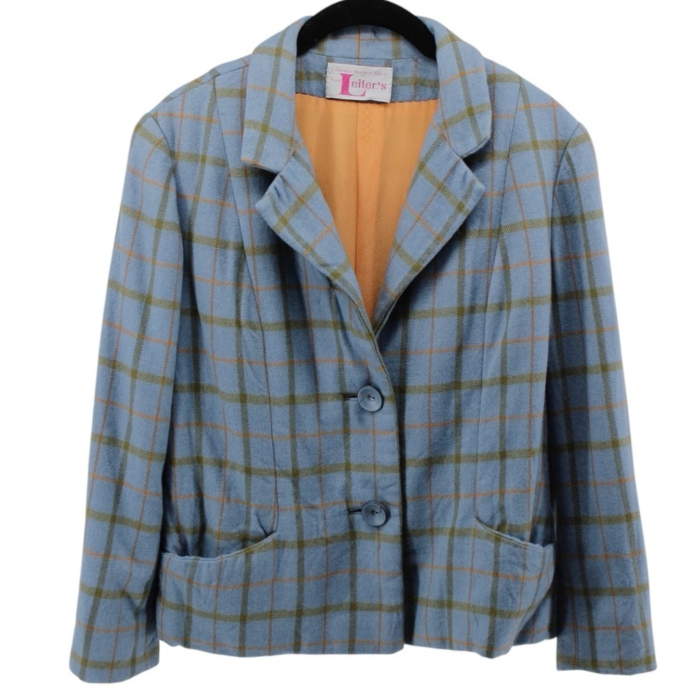 Vintage Vogue Paris Original Retro Plaid Women's Relaxed‎ Suit Jacket Career M/L - Picture 2 of 13